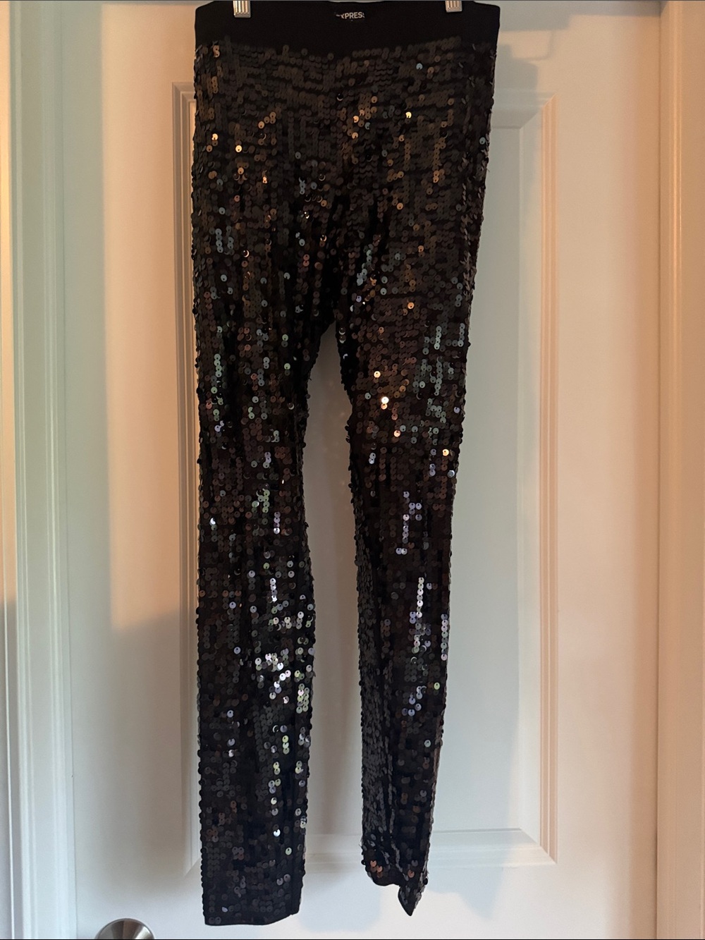 Express Black Sequin Leggings